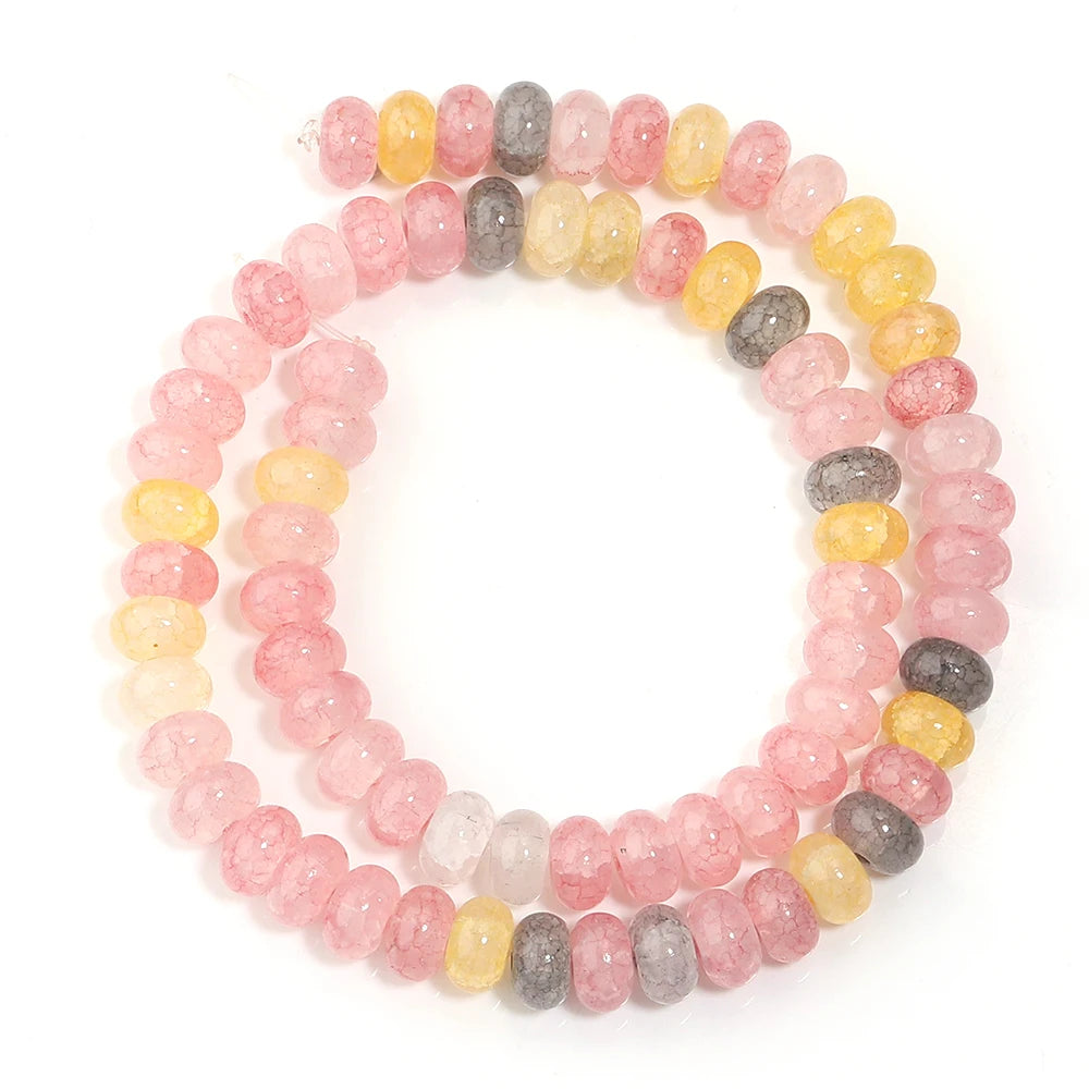 1 String 5x8mm Glass Beads Colorful Abacus Flat Round Loose Beads For Jwelry Making DIY Crafts Bracelets Necklace Accessories