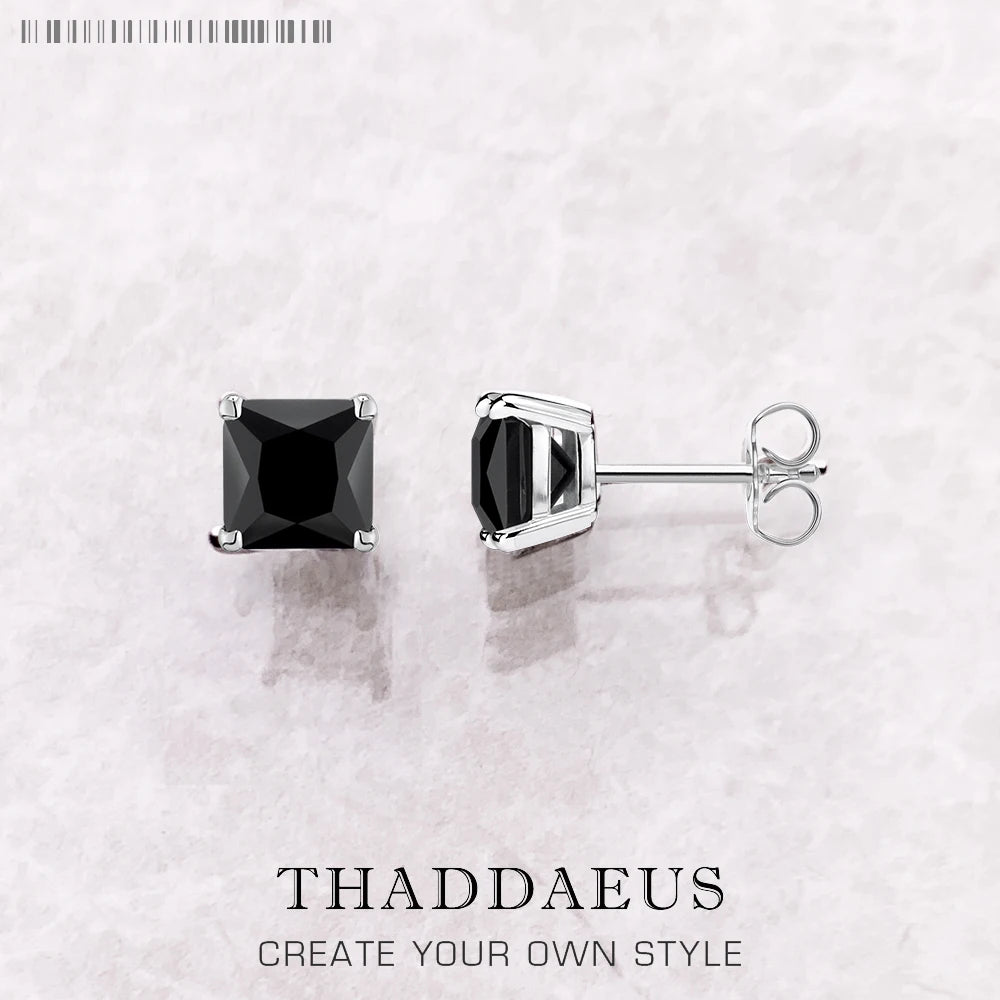 Studs Earrings Square Princess Cut Stone Europe Style Fine Jewerly For Women Trendy Gift In 925 Sterling Silver - C