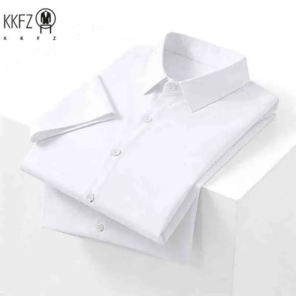 Minimalist Men's Solid Navy Blue Short Sleeve Button Shirt Slim Fit Casual Top for Everyday Outfits