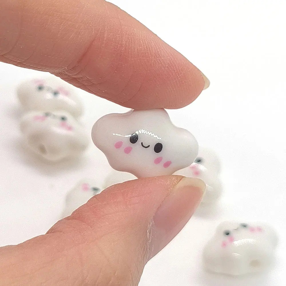10pcs Colorful Chubby Smiling Cloud White Ceramic Beads DIY for Jewelry Making Bracelets Accessory Bead