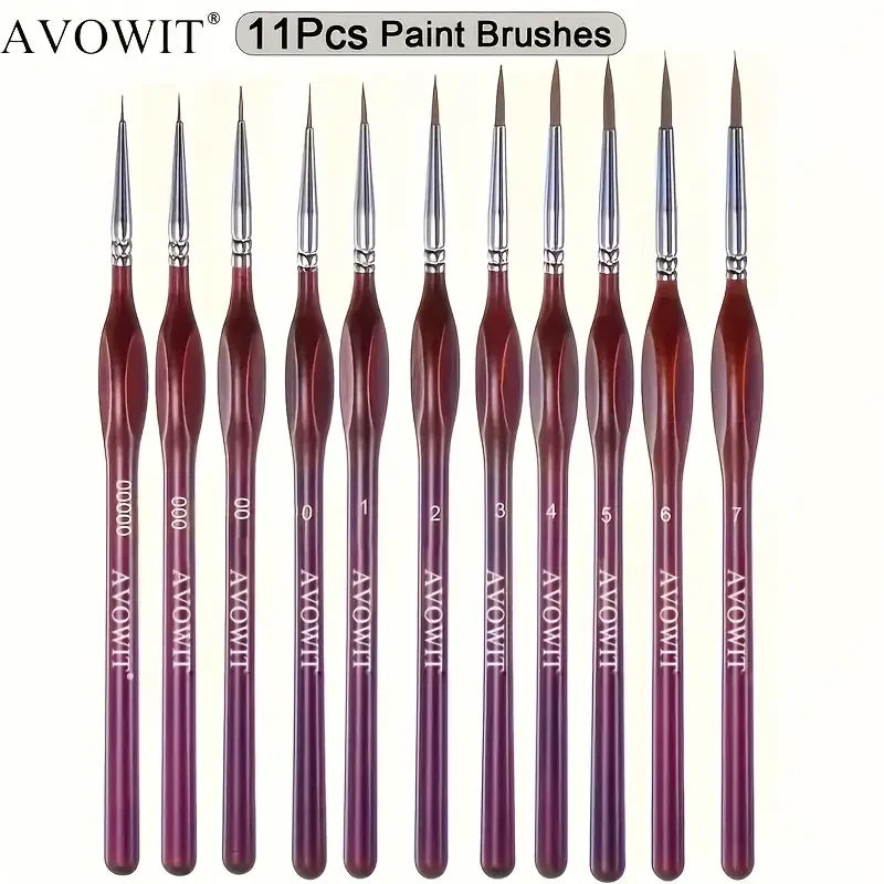 11pcs Detail Brush Set, Triangle Handle Micro Brush, Acrylic Painting Art Brush, Model Oil Painting, Digital Painting Set - 1