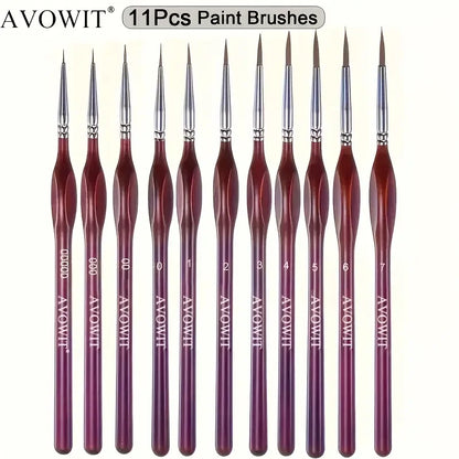 11pcs Detail Brush Set, Triangle Handle Micro Brush, Acrylic Painting Art Brush, Model Oil Painting, Digital Painting Set