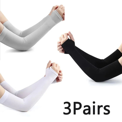 Ice Silk Sleeve Sunscreen Cuff Arm Sleeves Long Gloves Sun UV Protection Hand Protector Cover Anti-Slip Summer Outdoor Riding