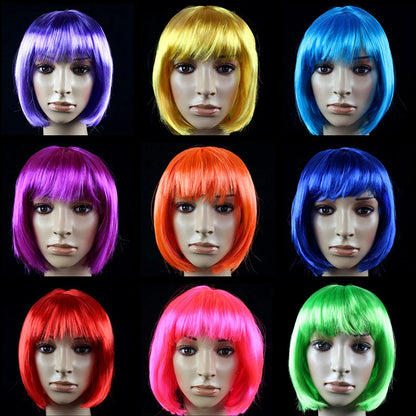 Bob Wig Pretty Women Short Bob Wigs Natural Fashion Halloween Cosplay Anime Wigs Cute Colored Synthetic Daily Party Xmas Wig