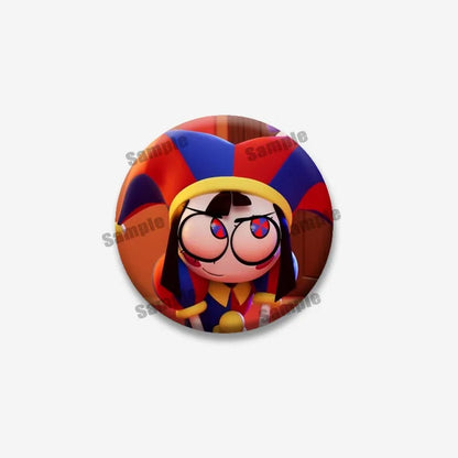 Creative Funny P-Pomni Enamel Pins Cute Cartoon Character Round Brooch DIY Backpack Jacket Collar Badge Jewelry Gifts for Fri