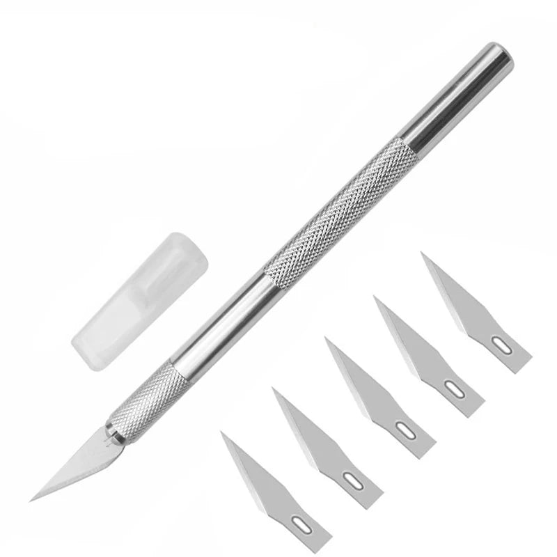 Engraving Non-Slip Metal Scalpel Knife Tools Kit Paper Cutter Engraving Craft Knives With 5 Pcs Blades Repair Hand Repair Too