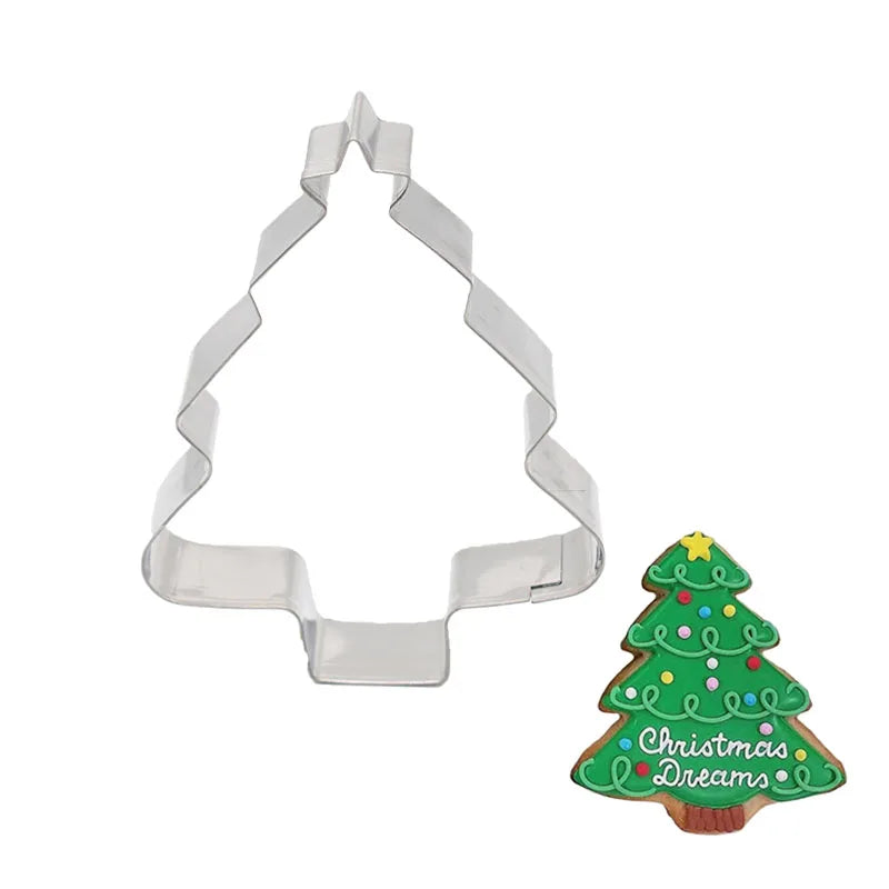 5Pcs/set Christmas Cookie Cutter Gingerbread Xmas Tree Mold Christmas Cake Decoration Tool Navidad Gift DIY Baking Biscuit Mo