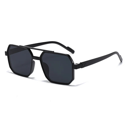 Hiking New Fashion Double Beam Polygonal Anti Light Glasses Retro Personalized Trendy Large Frame Eyewear European and Americ