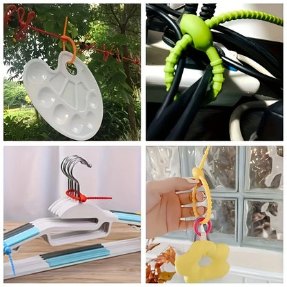 Silicone Reusable Cable Organizer Storage Bag Tie, Wire Management Zipper Tie, Multi-Functional Bag Clip, Organizer Clip Cabl