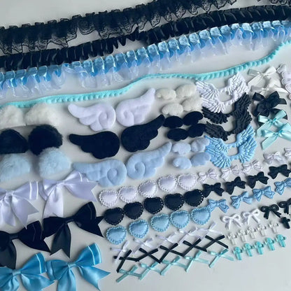 118 Black Color Series Accessories Set Pink Lace Material Set Handmade DIY Accessories Pain Pack Material Pack