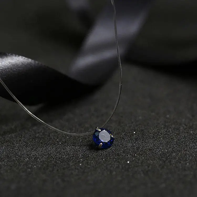 Fashion Shiny Crystal Necklace Zircon Pendant Transparent Fishing Line Invisible Ladies Necklace Jewelry Clavicle Chain Chock