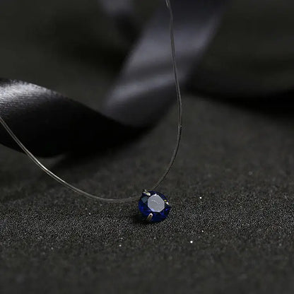Fashion Shiny Crystal Necklace Zircon Pendant Transparent Fishing Line Invisible Ladies Necklace Jewelry Clavicle Chain Chock