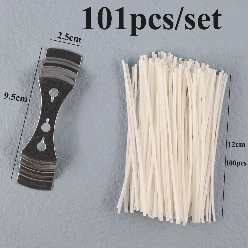 Smokeless Candle Wicks 2.6-20cm Pre-Waxed Cotton Core Wicks with Metal Sustainer Tabs DIY Handmade Candle Making Tools - 12cm