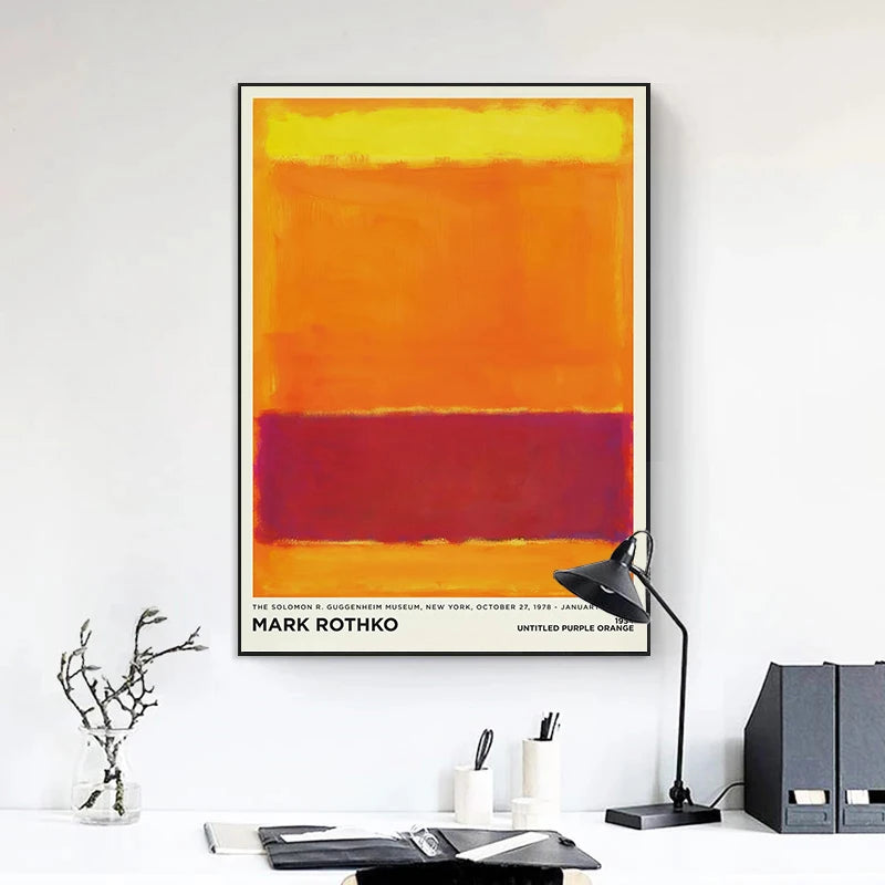 Vintage Minimalist Mark Rothko Canvas Painting Modern Exhibition Poster and Picture Print for Living Room Wall Art Home Decor