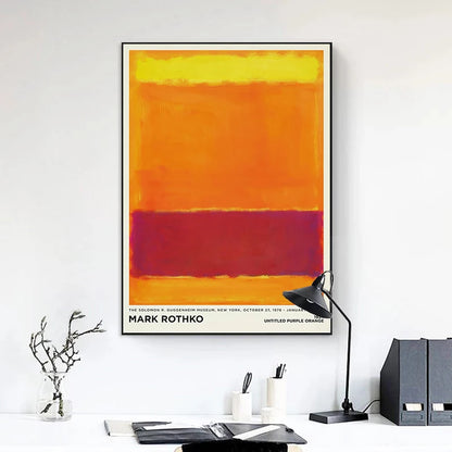 Vintage Minimalist Mark Rothko Canvas Painting Modern Exhibition Poster and Picture Print for Living Room Wall Art Home Decor