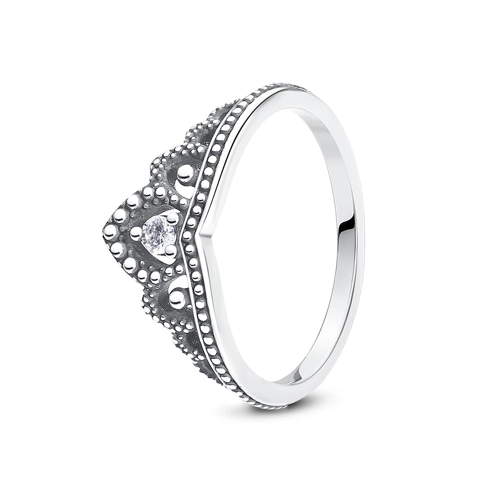 Original 925 Sterling Silver Ring Love Heart Pave CZ Crystal Stackable Rings For Women Wedding Engagement Birthday Gift Jewel