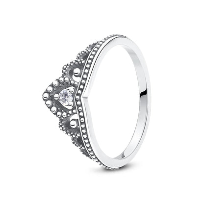 Original 925 Sterling Silver Ring Love Heart Pave CZ Crystal Stackable Rings For Women Wedding Engagement Birthday Gift Jewel