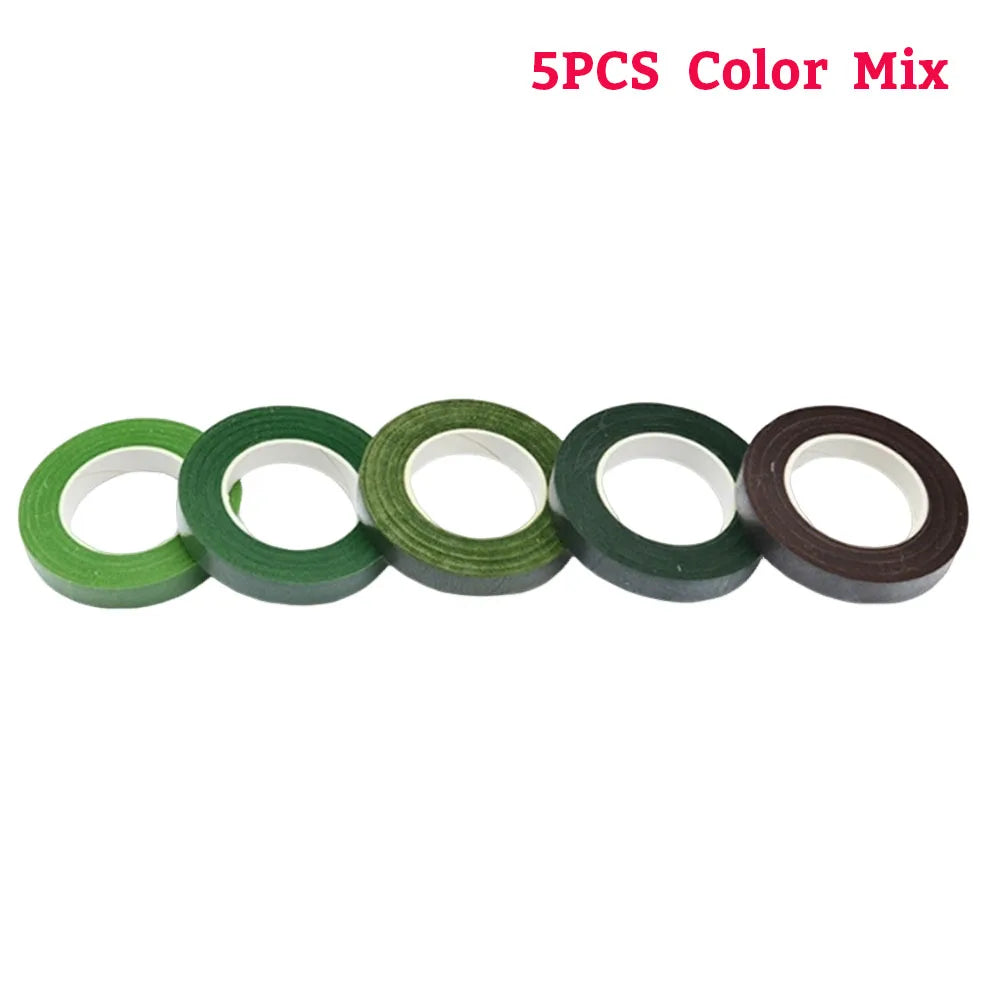 Green Flower Stem Sticks DIY Floral Material Handmade Wire Stem Floriculture Tape Self-adhesive Bouquet Floral Stem Paper Tap