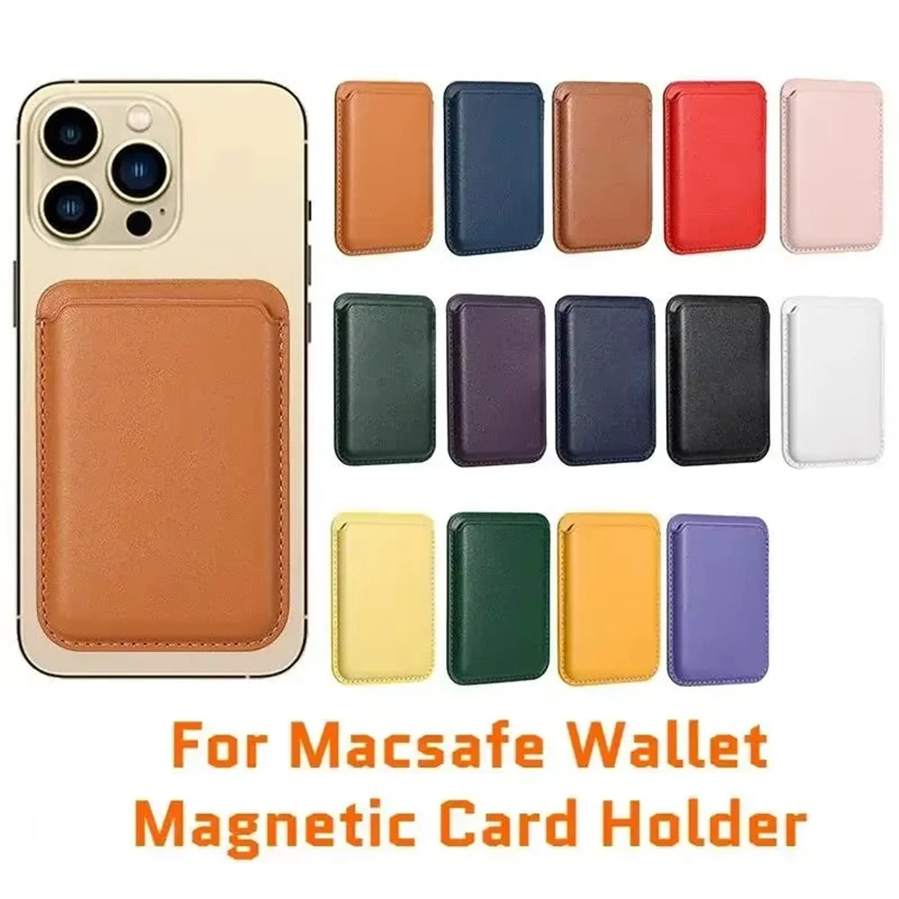 Magnetic Card Holder Leather PU Card Sleeve ID Card Holder Mobile Phone Back Sticker Bag For Magsafe iPhone 17 Card Holder Co