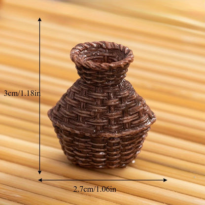 4pcs Miniature Woven Basket, Model House Accessories, Miniature Willow Basket for Crafts, Miniature House Furniture Set