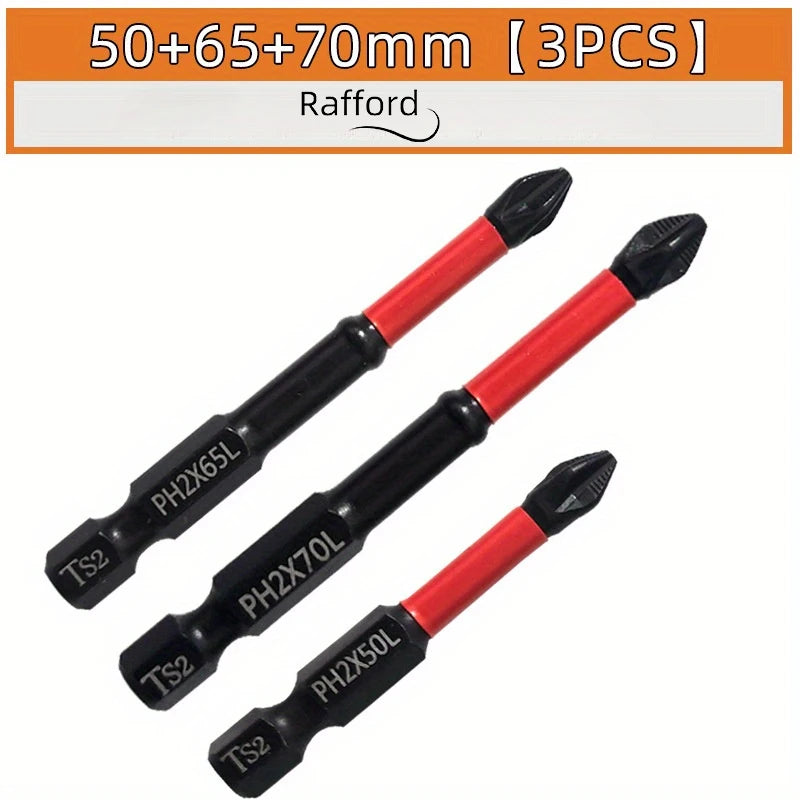Magnetic Non-Slip Drill Bit Set 3/6/12 Pieces, S2 Steel, Crosshead and Impact Drill Bits, Suitable for Electric and Hand Driv