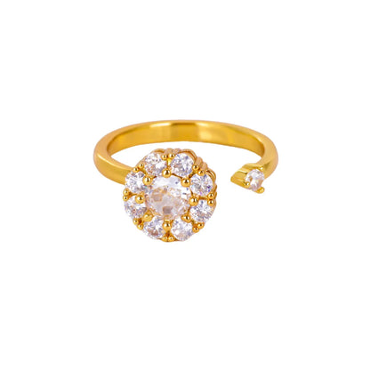 Anti Stress Anxiety Fidget Rings for Women Stainless Steel Sunflower Sun Star Spinner Ring Christmas Jewelry Gifts - JZ8155G