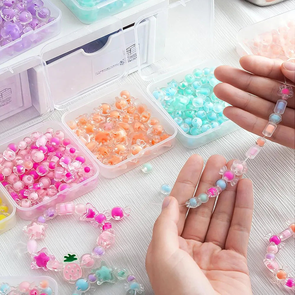 Transparent plastic craft storage box, portable multifunctional storage box, suitable for jewelry, beads, DIY art supplies