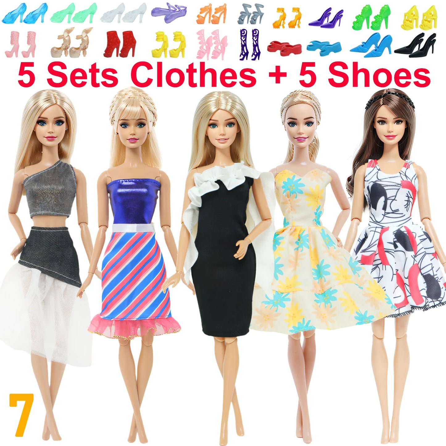 10 Pcs/Set Fashion Outfits 30cm Doll Shirt Pants Dress Shoes 11.5 Inch Doll Clothes Dollhouse 11.8" 1/6 Doll Accessories Toy 