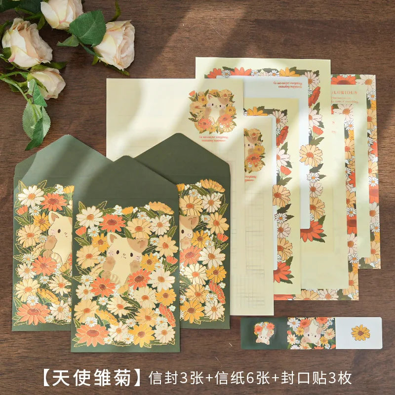 6 letter paper +3 envelopes Set Planner Stationery Supplies Message blessing letterhead