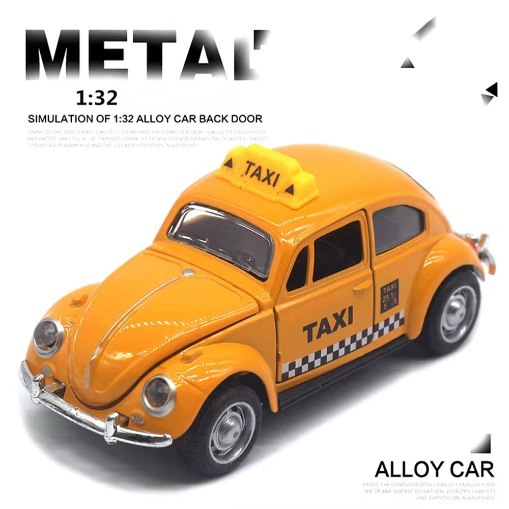 1:32 Vintage Die-Cast Racing Car Toy, Metal Alloy, Manual Pull-Back, Suitable for Ages 3+,Collectible Classical Car - Yellow 