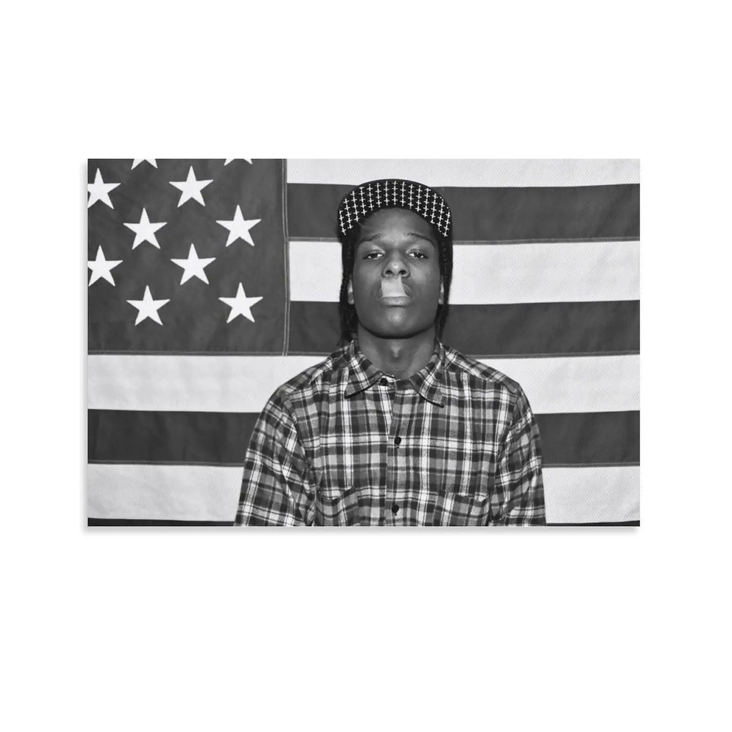 A$AP Rocky ASAP American Flag Rap Rapper Motivational Inspirational Office Gym Wall Dorm Decor 3x5ft Flag Only Sewing - Grey
