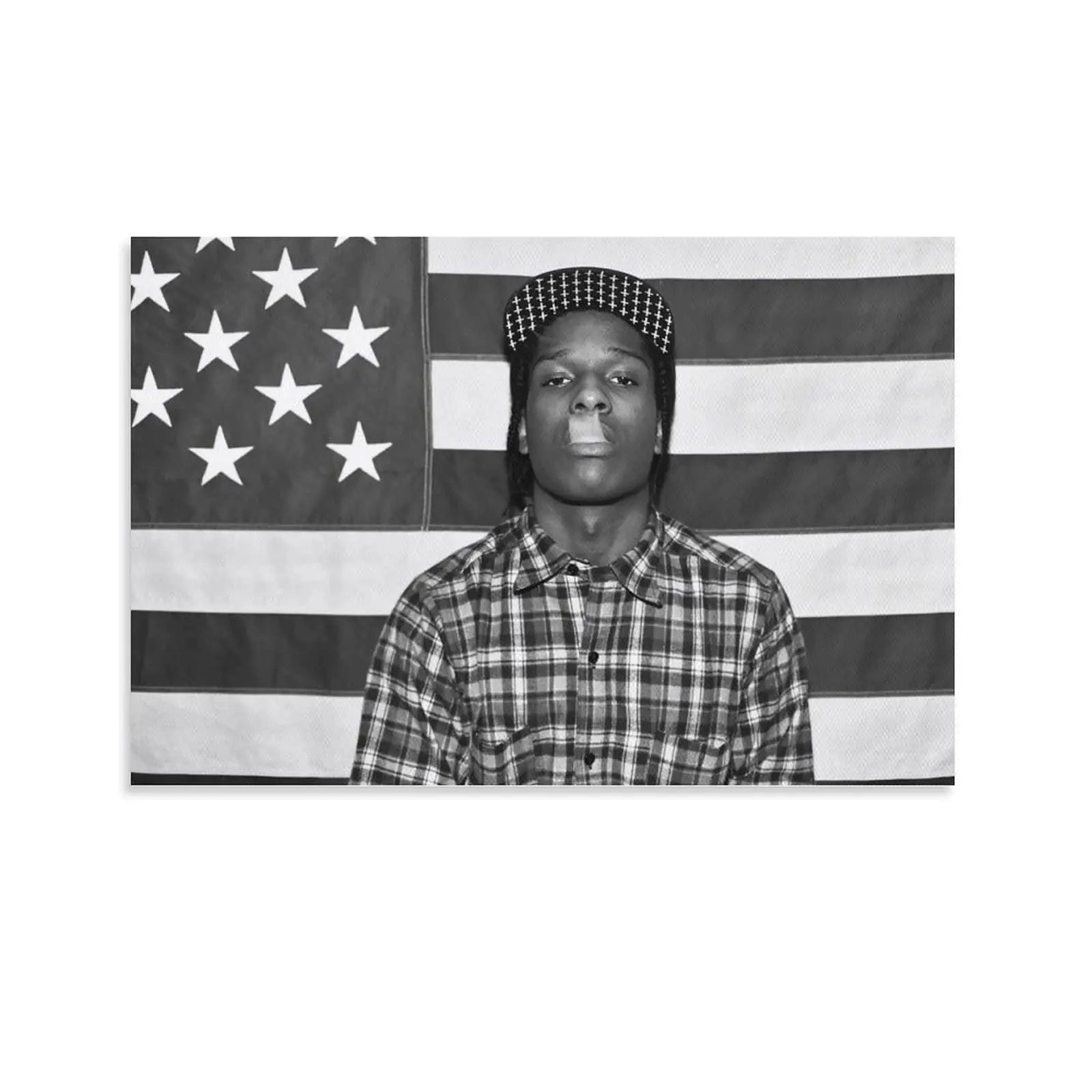 A$AP Rocky ASAP American Flag Rap Rapper Motivational Inspirational Office Gym Wall Dorm Decor 3x5ft Flag Only Sewing - Grey
