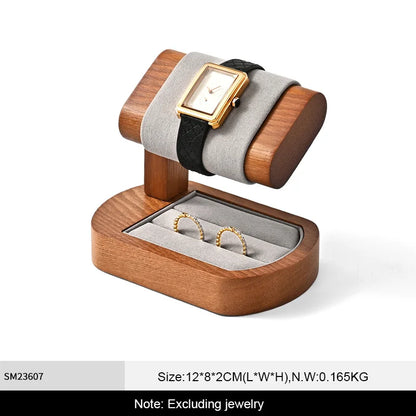 WoodTen Solid Wood Watches Display Stands Base Watch Necklace Bracelet Organizer Rack Bangle Scrunchie Headband Showcase Stan