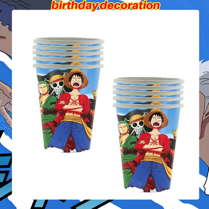 One Piece Birthday Party Dinner Plates Hanging Banner Cake Decoration One Piece Luffy Balloon Party Decoration Theme Props Gi