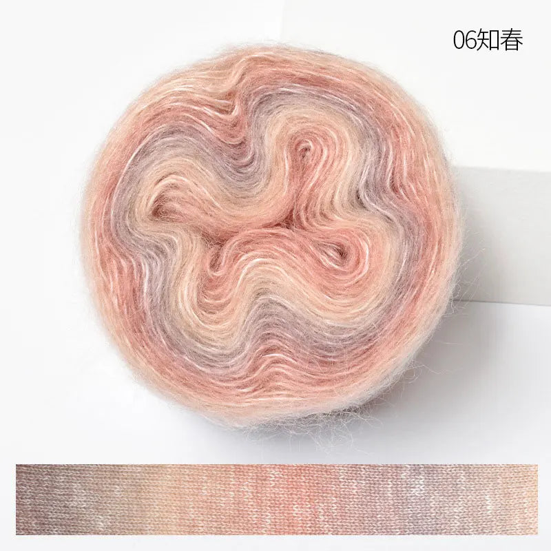 Crochet Yarn, 250M Gradient Colorful Mohair, Soft Velvet Cotton Blend, DIY Knitting Supplies, Hand Knitting Thread, Crochetin