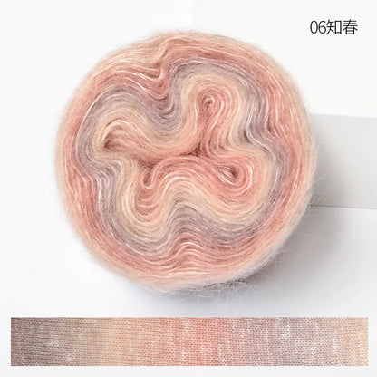 Crochet Yarn, 250M Gradient Colorful Mohair, Soft Velvet Cotton Blend, DIY Knitting Supplies, Hand Knitting Thread, Crochetin
