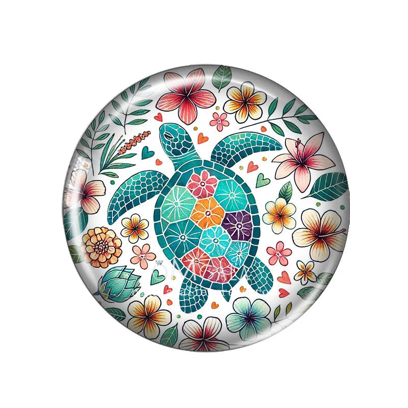 Folk Art Animals with Flower 10pcs Mixed 12mm/14mm/18mm/20mm/25mm/30mm Round photo glass cabochon demo flat back Making findi