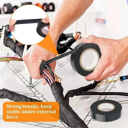 10/100M Black Flame Retardant Electrical Insulation Tape Strong Adhesive Wire Harness Tape for Electrical Wiring Waterproof T