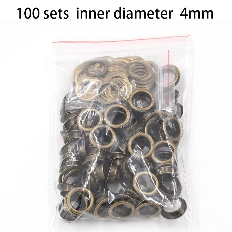 100sets 4mm Metal Eyelet and Eyelet Punch Die Tool Grommet DIY Manual Tools Kit Leather Craft Clothing Leather Belt Hat