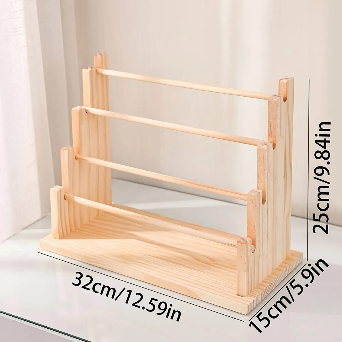 Vintage Wooden Bracelet Storage Rack, Stepped Bead Display Rack, Jewelry Storage Rack, Watch Hair Clip and Headband Display R