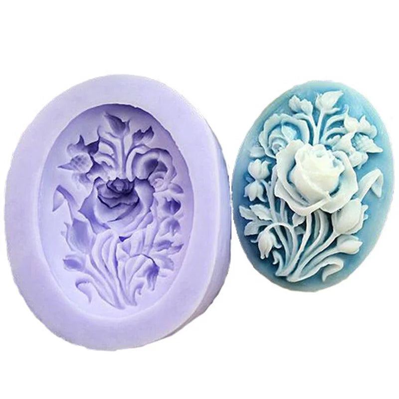 Ellipse Carved Silica Gel Soap Mold DIY Square Cake Shape Soap Mold Production Consumable 3D Manual Decoration Mold Tool