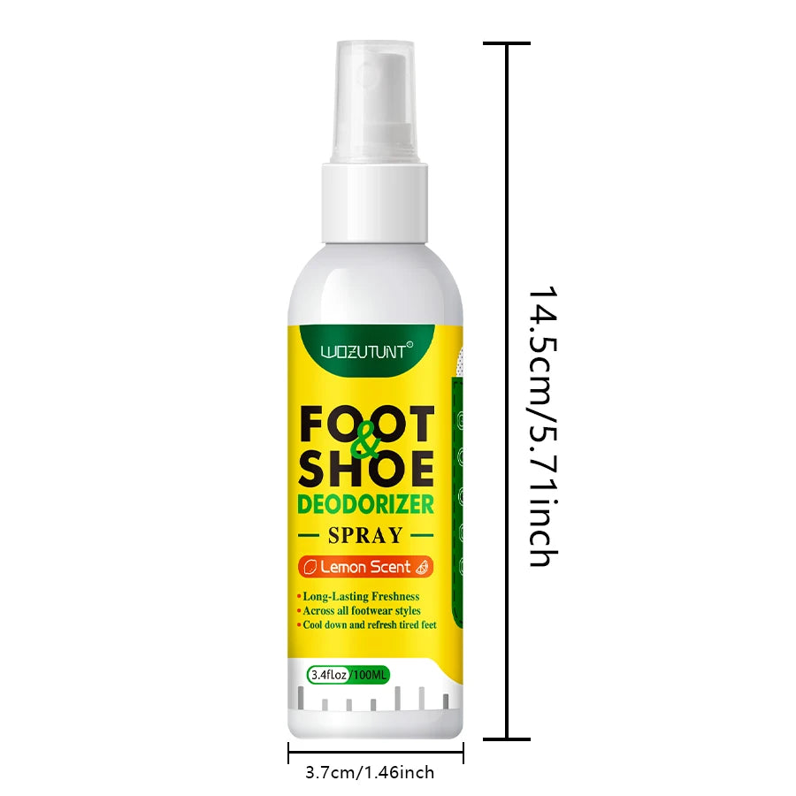 100ml Foot Shoes Deodorizer Spray Lemon Perfume Feet Shock Odor Nemesis Deodorant Removal Antibacterial Refresh Stink Freshen