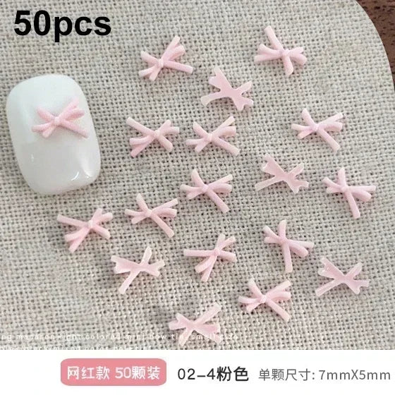 French Ribbons Colorful Resin Cute Bowknot Charm Leopard Print Bow Tie Nail Art Decorations Manicure Tools Accessories Wholes