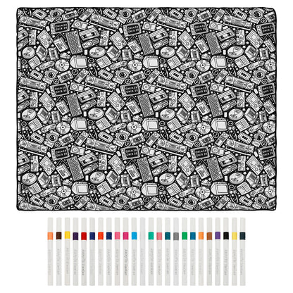 DIY Coloring Blanket with 24 Colored Markers Creative Personalization pattern blanket Stress Relief Unique Paint art Decor Gi