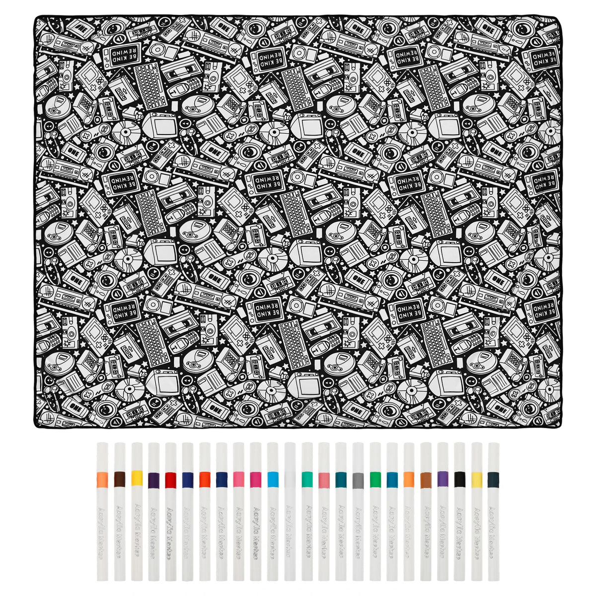 DIY Coloring Blanket with 24 Colored Markers Creative Personalization pattern blanket Stress Relief Unique Paint art Decor Gi