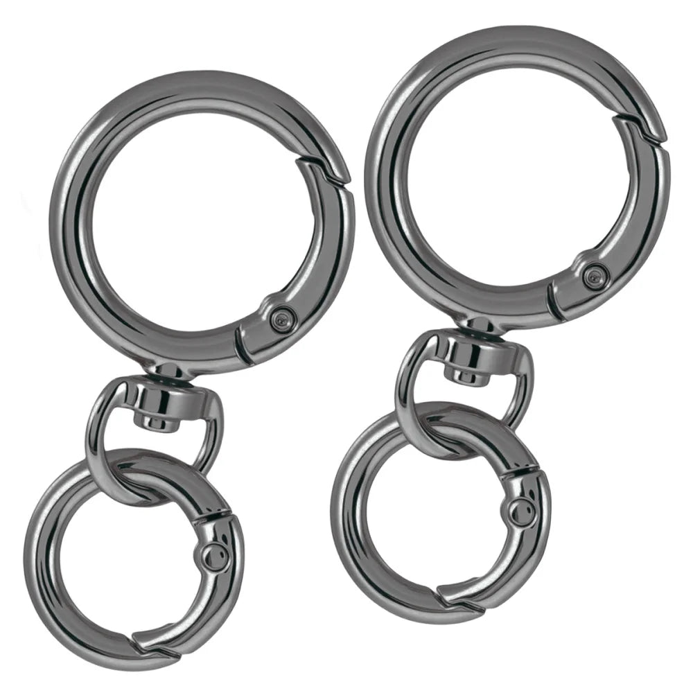 2Sets Round Spring Snap Carabiner Clip O Rings Swivel Trigger Hook Metal Clasps Keychain for Handbag Lanyards DIY Crafts