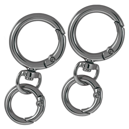 2Sets Round Spring Snap Carabiner Clip O Rings Swivel Trigger Hook Metal Clasps Keychain for Handbag Lanyards DIY Crafts - bl
