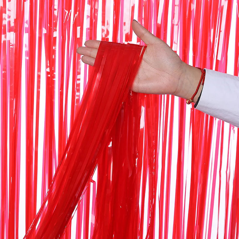 Top Matte Birthday Party Decoration Backdrop Foil Tassel Fringe Curtain Kids Adult Photo Booth Baby Shower Wedding Matte Drap