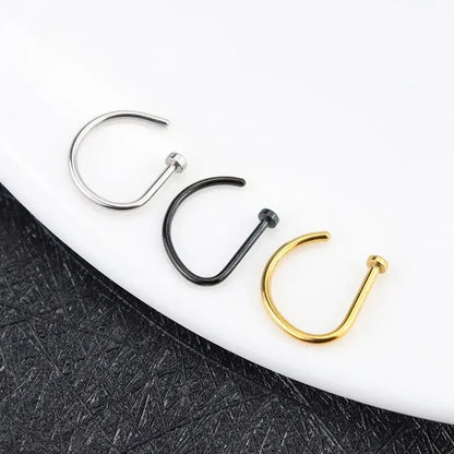 Fake Nose Ring Hoop Lip Labret Ring for Women Non Pierce Hoop Nose Ring Septum Hoop Ring Tragus Rook Ring Non Piercing Jewelr
