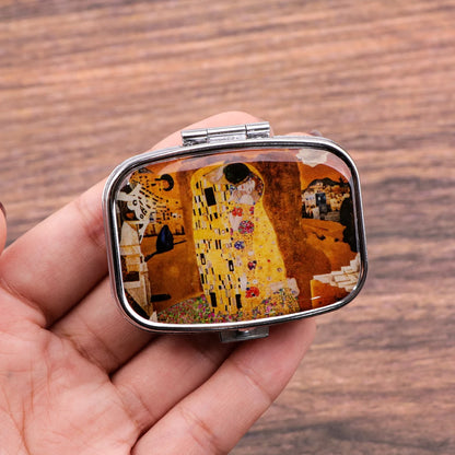 Van Gogh Art Mini Pill Box 2-Compartment Medicine Pill Organizer Household Portable Medicine Storage Box Travel Jwelery Gift 